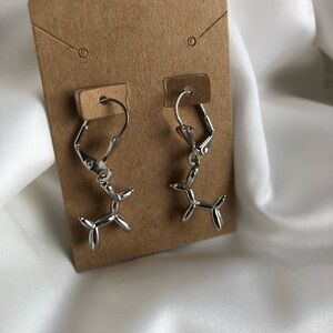 New 18K Gold Filled Puppy Earrings Silver Color.